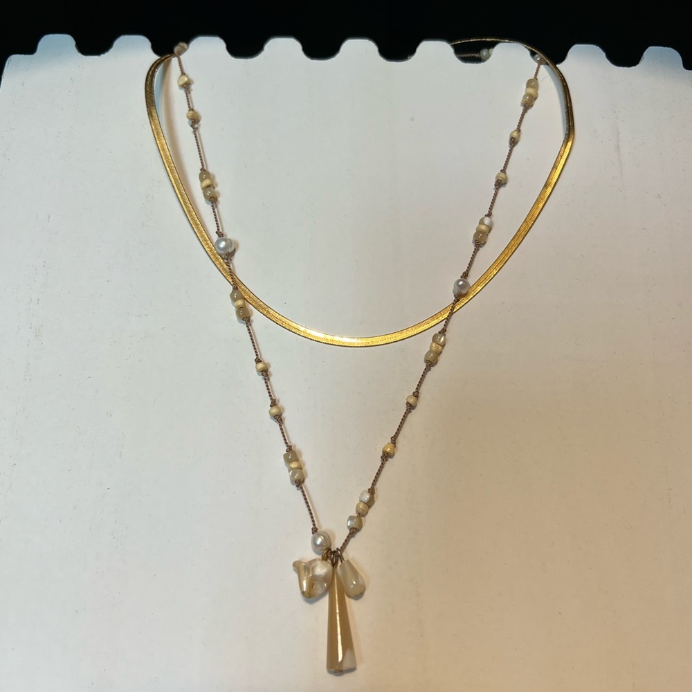 Noonday Collection Gold Plated and Natural Stone String Necklace Set